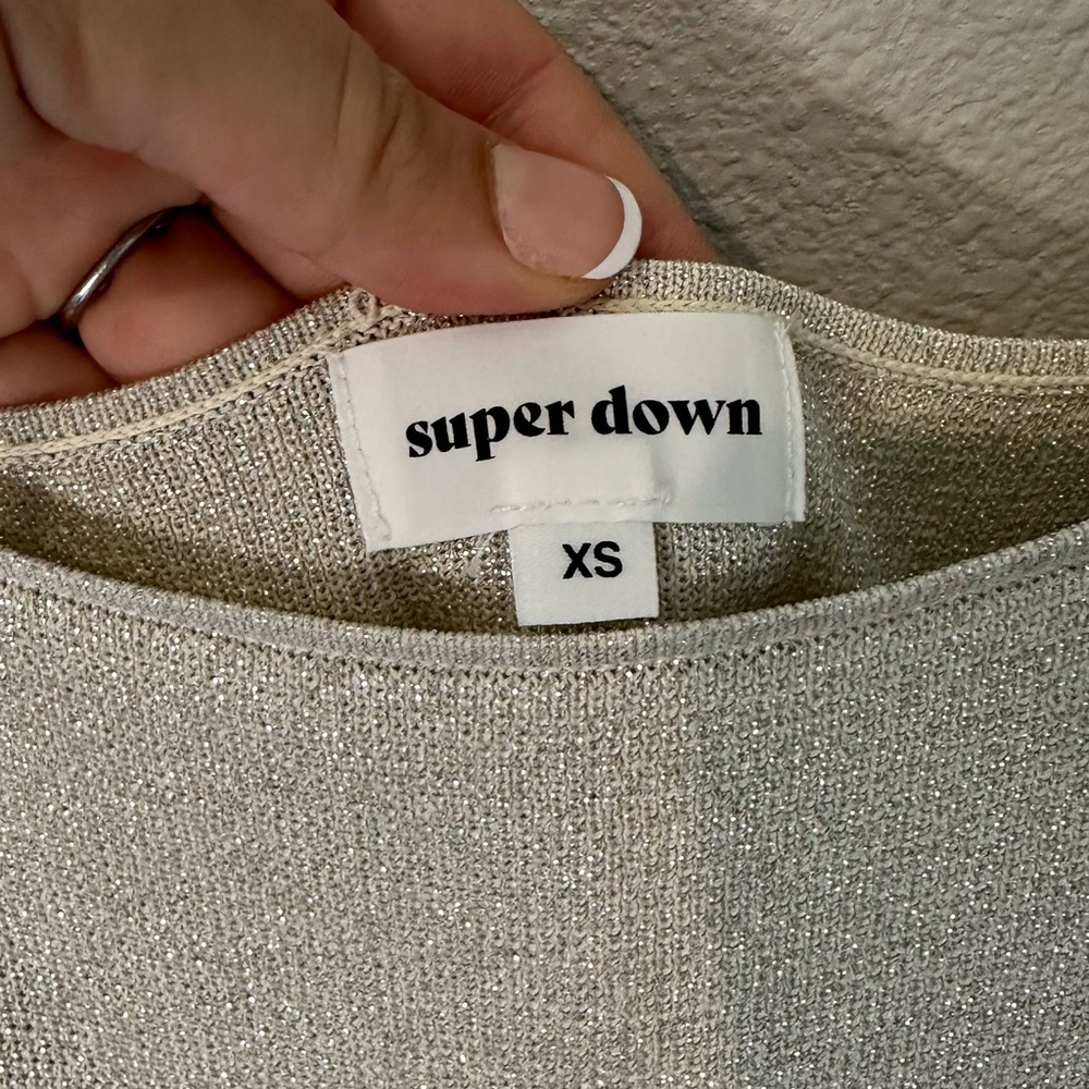 Revolve Superdown Silver/White Glitter Mini Bodyc… - image 2